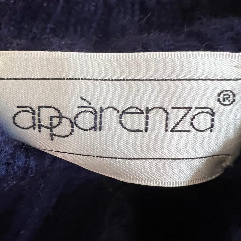 Vintage Apparenza Navy Blue 100% Wool Handknit Moon Star Celestial Sweater M - Picture 6 of 9